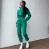 Women Stand Collar Jumpsuit Autumn Winter Kvinnlig blixtlås Single Breasted Suit Solid Loose Drawstring Rompers Tracksuits 240123