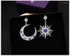 Studörhängen Fashion 925 Sterling Silver Crystal Star Moon for Women Girls Presentuttalande smycken 2024