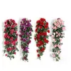 1 PC Artificial Flower Garland Vine 18 Head Rose Flowers Home Decor Fake Plant Leaves Wall Farmhouse Decor for Wedding Party1299o