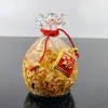 Adornos artesanales de manzana con hoja de oro, regalos creativos de Nochebuena, figuritas decorativas de escritorio de cristal, regalo de buena suerte 240124