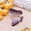 Hair Clips & Barrettes Girl Women Barrettes Fashion Butterfly Claw Crystal Rhinestone Hair Clip Clamp Hairpin 40Jf Clips Barrettes298 Dh2Zm