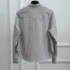 Blouses Femmes Rétro Rayé Chemises Femmes 2024 Casual Lâche Manches Longues Boutonné Perlé Revers Tops Lady Élégant Mode Simple Designer