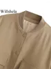 Kurtki damskie Willshela Women Fashion Solid Płaszcz z kieszeniami Vintage Vinted Single Bed-Bedeed Long Rleeves żeńskie eleganckie damskie stroje