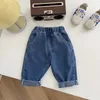 Printemps automne enfants vêtements pour garçons bébé bande élastique pantalon en denim extensible pour enfants en bas âge vêtements pour garçons vêtements d'extérieur pantalons en jean 240124