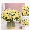 Fiori decorativi Rose artificiali Bundle Seta Finta Decorazione della camera da letto di casa Xishi Rose Simulazione floreale Fiore di champagne Decorazione di nozze