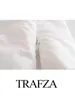Женские майки TRAFZA 2024, повседневные белые топы без рукавов с обнаженной грудью, пуловер со складками, укороченная рубашка, женская летняя уличная молния для праздника