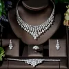 Halsbandörhängen Set Hibride Exclusive Cubic Zirconia 4pcs Jewelry 2024 Shining Copper Tassel Dubai för Ladies Collier Mariagen-1223