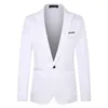 Herenkostuums Business Blazer Effen Kleur Lange mouw All-Match Revers Slanke Bruiloft Pak Jasje Voor Dating