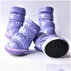 Vêtements de chien 4 pièces / ensembles chaussures d'hiver imperméables pour petits chiens chaud polaire chiot bottes de neige pour animaux de compagnie Chihuahua Yorkies Teddy Drop livraison Dhj5W