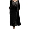 Casual Dresses Regular Design Women Dress Elegant Vintage Maxi med fickor för långärmad rund hals fast