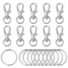 120st Swivel Lanyard Snap Hook Metal Lobster Clasp med nyckelringar DIY Keyring Jewelry Keychain Key Chain Accessories Silver Color2142