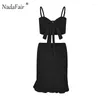 Casual Dresses Nadafair Two Pieces Set Women Ruffles Bow Beach Summer Dress Red Off Shoulder Sexy Club Bodycon Wrap Mini Party