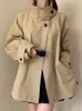 سترات نسائية Woherb Wohern Chic Women Women Vintage Stand Stand Button Windbreaker 2024 Autumn Casual Coats Chaquetas Mujer