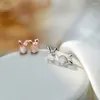 Stud Earrings Tiny Cute Flower Opal Stone Rabbit For Women Asymmetric Carrot Ear Jewelry Gifts Kids