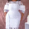 Abiti casual in pizzo bianco per le donne Vintage girocollo ricamo tunica pacchetto anca retrò elegante abito longuette abiti da sposa per feste