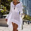 Sarongs moda malha túnica vestido feminino branco maiô covre-ups oco para fora praia cobrir saia verão 2021 sarong de plage13139