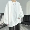 Sweat à capuche Jacquard pour hommes, pull blanc, Streetwear décontracté, mode surdimensionnée, col rond coréen, t-shirt Harajuku, 2024