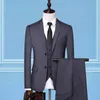 Formalne wesele biznesowe 3 sztuki Zestaw Mężczyzna 2023 Blazers Spodnie kamizelki Dress Dress Cestrecoat 240125