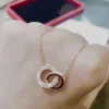 Luxury Designer Screw Pendant Necklace Women Stainless Steel Jewelry Double Ring Diamond Octagonal Love Couple Gift AA