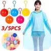 Raincoats Mini Portable Raincoat Ball With Hook Disposable Emergency Rain Coat Thickened Waterproof Adults Rainwear Keyring Gear