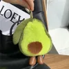 Schlüsselanhänger Flauschige süße Avocado Ornamente Rex Pelz Schlüsselbund Frauen Tasche Anhänger Weiche Frucht Puppe Spielzeug Auto Schlüssel Metall Ring Mädchen Geschenk272q