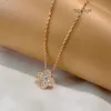 Designer sieraden Cleef Van Klavertje vier ketting van klaver Jinfan Klavertje vier ketting voor dames Verdikte 18K roségoud Volledige diamanten klassieke hanger goud C