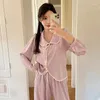 Women's Sleepwear Two Piece Pajamas Sets Women Rayon Nightwear Pyjamas Home Clothes Spring Summer Long Sleeve Lapel Pijamas Suit