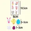 Confezione regalo 10 adesivi temporanei di Pasqua Uova di cartone animato Adesivo impermeabile per riempitivi di cestini per bambini e donne