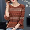 Dames T-shirts Herfst Winter Patchwork Elegante Y2K Trui Dames Casual Driekwart Mouw Chique Vrouwelijke Kleding Alle Match Losse Dame