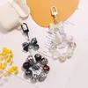 Keychains Acrylic Lily-Of-The-Valley Flower Keychain Exquisite Sweet Colorful Bowknot Beaded Keyring Backpack Earphone Case Accessories