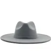 Szerokie brzegowe czapki fedora czapka dla kobiet solidna wełna wełna poczuć mężczyźni jesienne zima panama gamble szary jazz cap299b