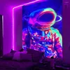 Tapisserier svart ljus tapestry med uv reaktiv psykedelisk yttre rymd astronaut vägg hängande hippie sovrum sovsal dekor