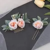 Pinces à cheveux 2 pièces, peignes en feuilles de fleurs faits à la main avec épingles, accessoires de coiffure de mariage en perles pour femmes et filles, bijoux