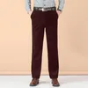 Men's Pants Suit Anti-pilling Corduroy Deep Crotch Trendy Male Winter Velvet Lining Warm Trousers For Office