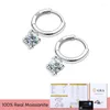 Dangle Oorbellen Stylever Luxe 1CT Moissanite Diamanten Hoop Voor Vrouwen 925 Sterling Verzilverd 18k Wit Goud Bruiloft Fijne Sieraden