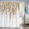 シャワーカーテンユーカリは浴室のためにカーテンを去ります緑の葉の植物植物装飾バスポリエステルセットフック
