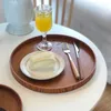 Plateau rond nordique en bois, assiettes décoratives, sous-verres à café, présentoir de cosmétiques en bois, support de plaque, comptoir de cuisine, décoration de la maison