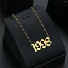 Pendant Necklaces Lover Couple Necklace Birth Year Titanium Steel For Women Men Gold Color Hip Hop Rock Jewelry Birthday Gift