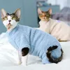 Sphynx Cat Clothes Winter Warm Cat Jumpsuit Hoodies Soft Fleece Kitten Cat Pyjamas Costumes For Sphinx Devon Cats 240130