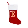 Juldekorationer 50 cm strumpor Röd sammet vit plysch manschett broderad Xmas sockklassisk bokstav för semesterdekor