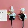 Hooks Creative Chef Power Cable Storage Rack Cartoon Cook Plug Holder Multifunktion Självhäftande krokväggdekor hängande