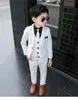 Flower Boys White Wedding Dress Suit Formal Kids Prom Baptism Tuxedo Children's Day Performance School Uniform CostumeH126 240119