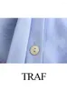 Kadınlar bluz trafı sonbahar zarif saten gömlek şık uzun kollu fırfırlı inci düğmesi istiflenmiş dekoratif üst