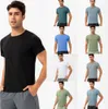 Yoga lu outfit lu correndo camisas de compressão calças esportivas fitness ginásio futebol homem camisa esportiva secagem rápida esporte t-top ll mans 024