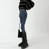 Kvinnors jeansbyxor mager svart smala fit kvinnors byxor för kvinnor blå hög midja raka ben bred medium harajuku mode spanx
