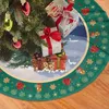 Christmas Decorations Tree Skirt Green Rustic Xmas Cozy Mat With Snowflake Bell For Holiday Ornaments
