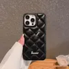 iPhone 15 Pro Max Designer Puffy Phone Case for Apple 14 Plus 13 12 11 Samsung Galaxy S23 S22 Note 20 Ultra Luxury PU Leather Diamond Pattern Back Cover Coque Fundas Black