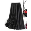 Юбки, винтажная эластичная юбка-зонтик с высокой талией, летняя однотонная плиссированная уличная одежда больших размеров, женская элегантная длинная юбка