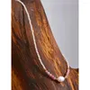 Kedjor yhpup naturlig rhodochrosite sten imitation pärlor handgjorda pärlor halsband kvinnor rostfritt stål stil chic smycken vattentät