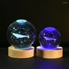 Nattlampor USB -opererade 3D Crystal Ball LED Light Astronomy Galaxy Moon Lamp Kid Birthday Christmas Gifts Bedroom Decor Bedside